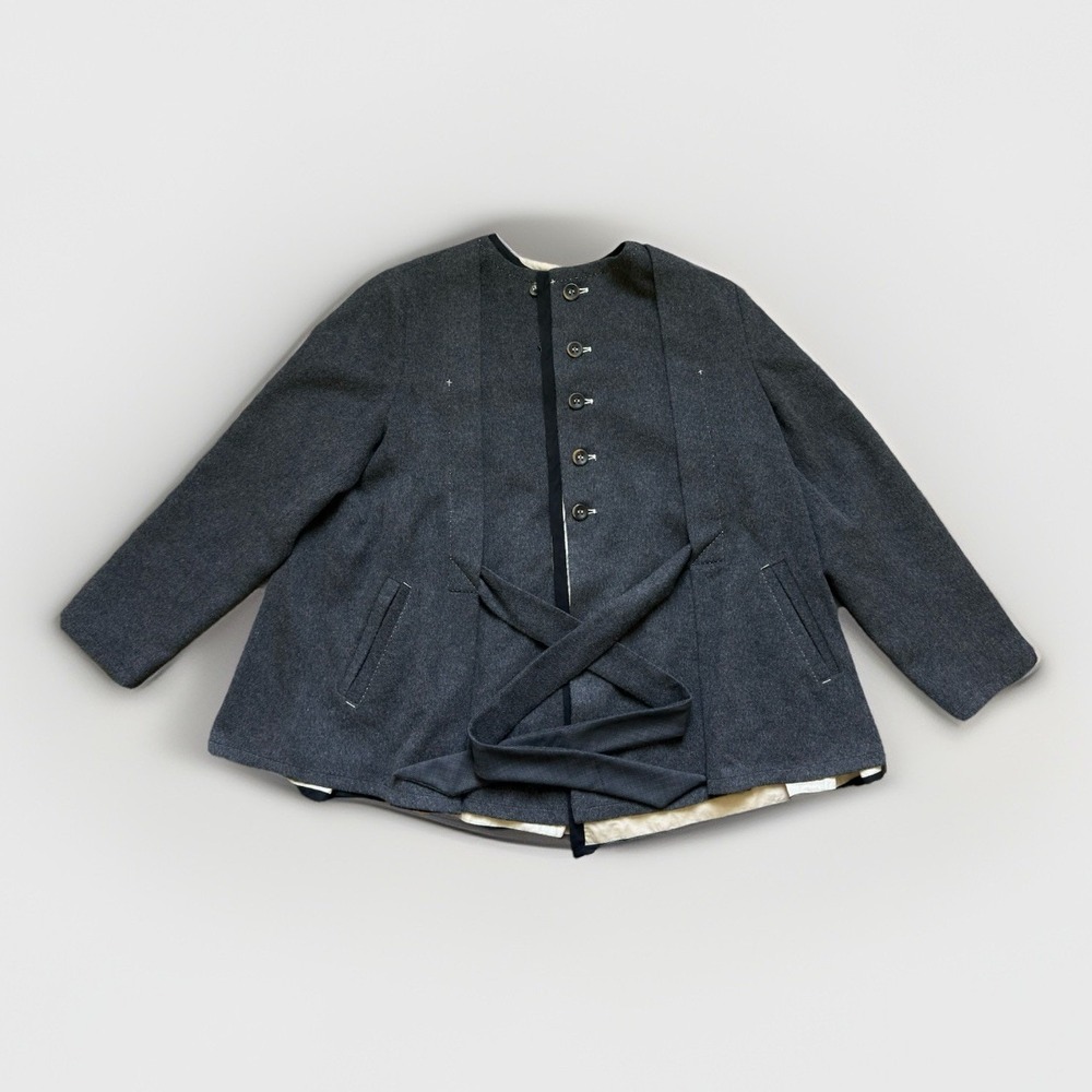 Umit Unal Wool Belted Jacket Womens Size Small Gray Quiet Luxury Old Money